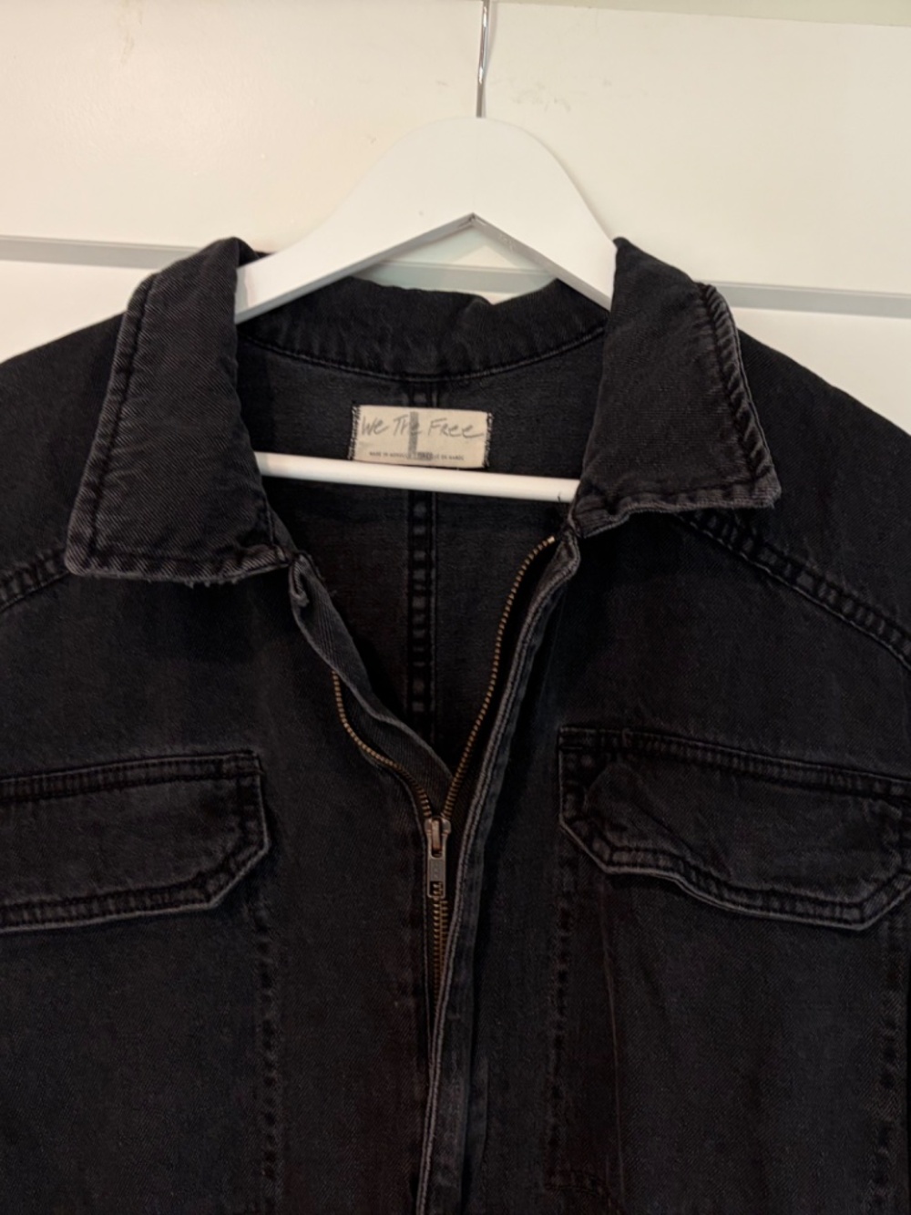 WE THE FREE BLACK DENIM ZIPPER JUMPSUIT LARGE L - Picture 3 of 11